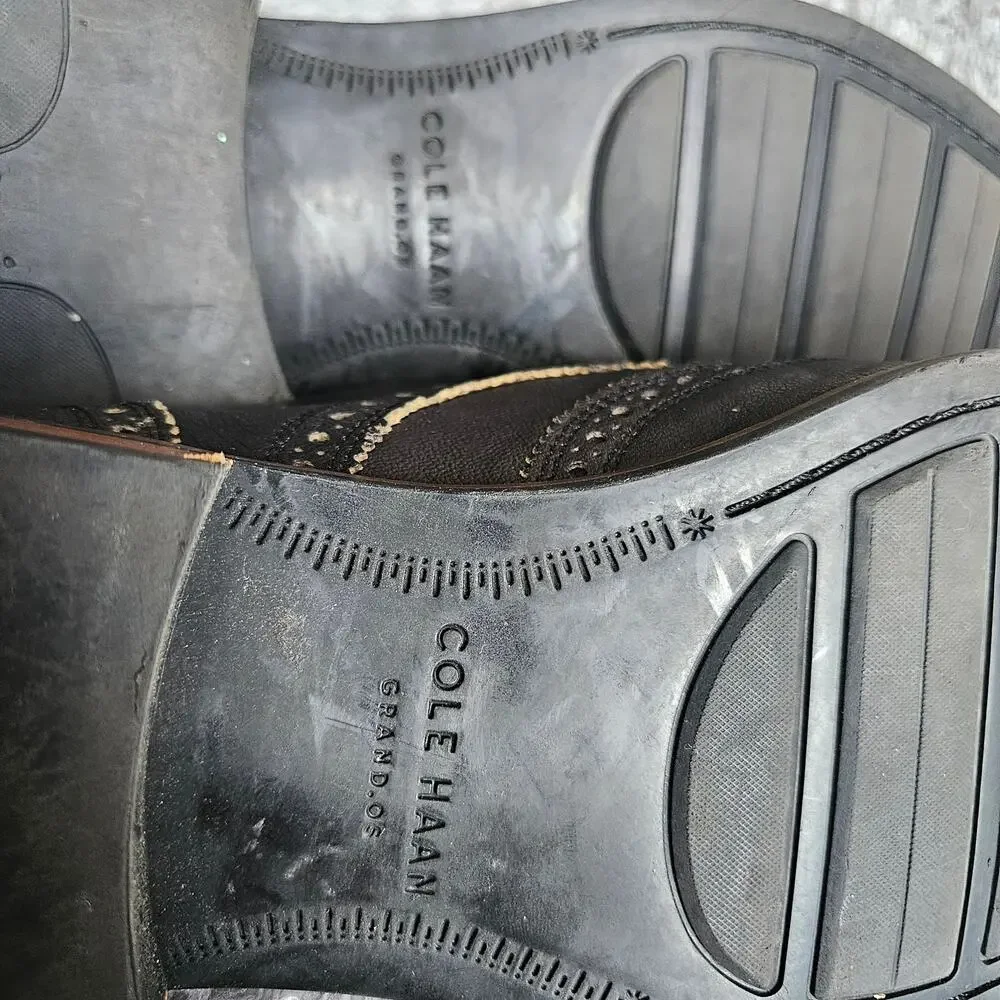 Cole Haan Men's Grand OS Lenox Hill Leather Wingtip Oxford Shoes Size 9.5M Black